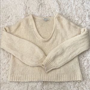 Madewell Crop Cream Puff Sleeve Sweater
